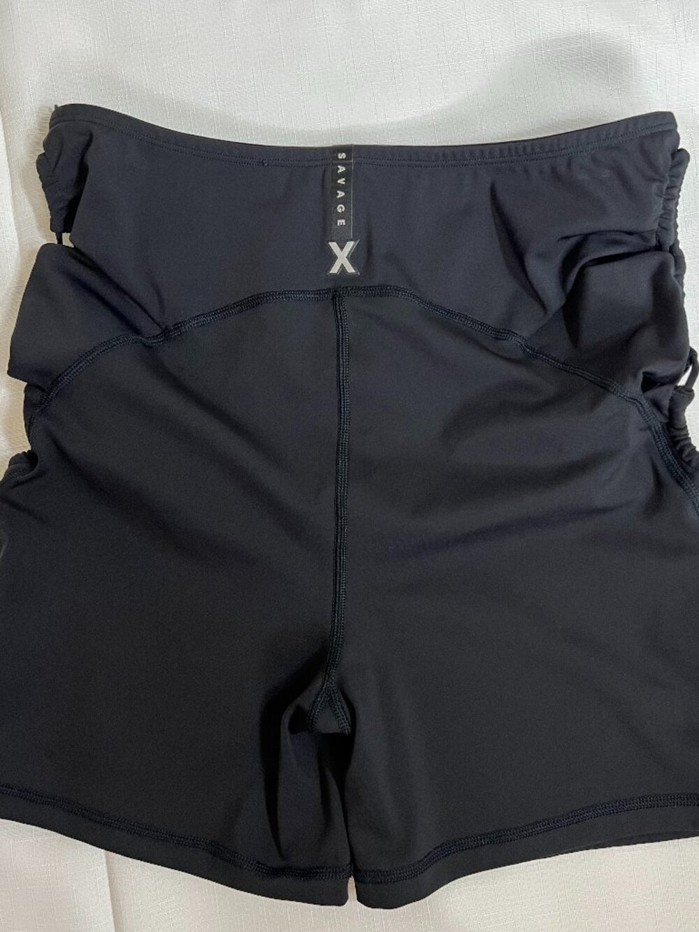 Savage X Fenty Wildcat High Waist Bike Shorts Black Lace Up Cutout Est S